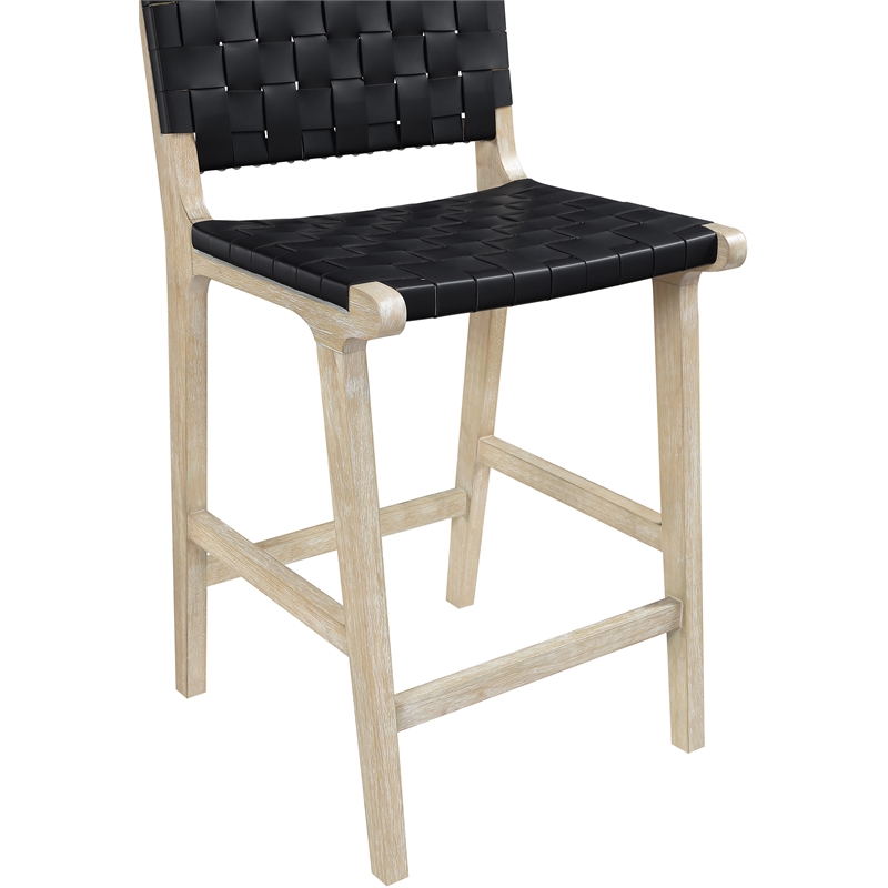 Meridian Furniture Entwine Black Vegan Leather Upholstered Counter Stool