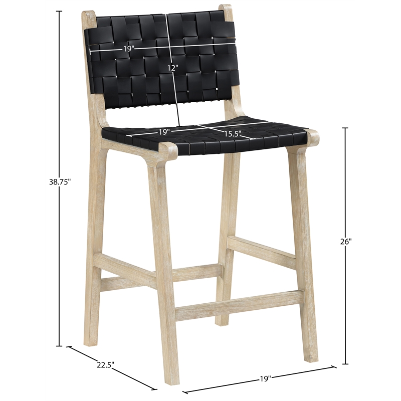 Meridian Furniture Entwine Black Vegan Leather Upholstered Counter Stool