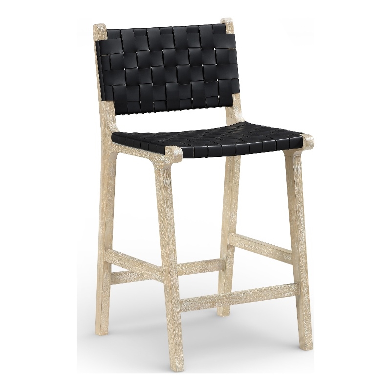 Meridian Furniture Entwine Black Vegan Leather Upholstered Counter Stool