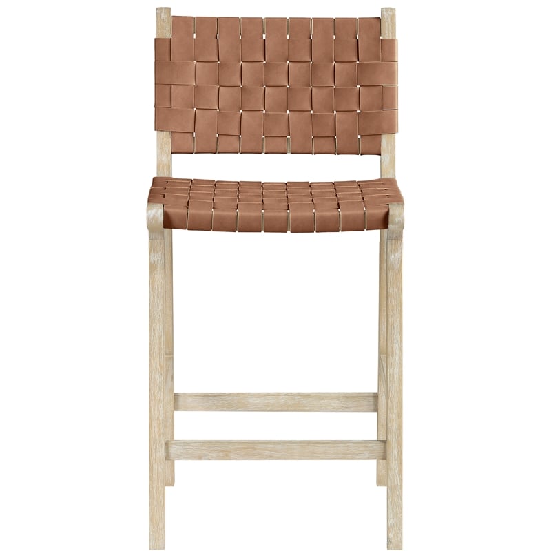Meridian Furniture Entwine Brown Vegan Leather Upholstered Counter Stool