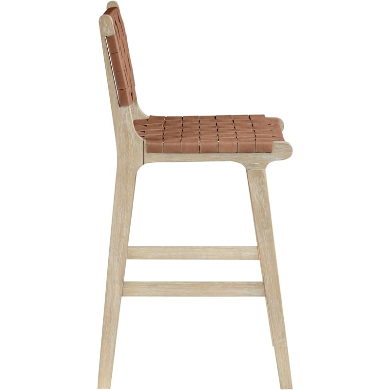 Meridian Furniture Entwine Brown Vegan Leather Upholstered Counter Stool