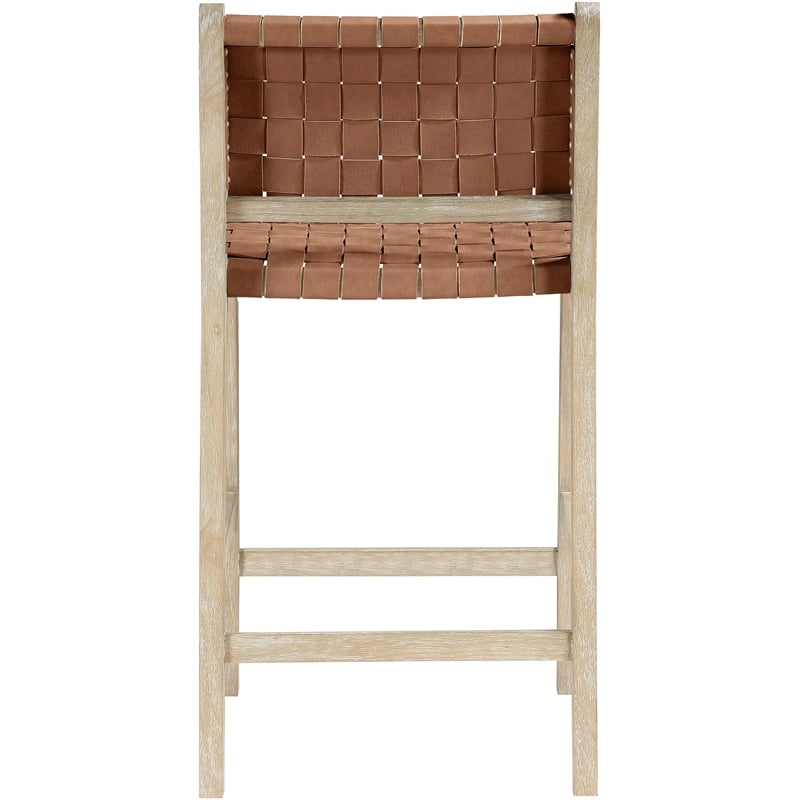 Meridian Furniture Entwine Brown Vegan Leather Upholstered Counter Stool