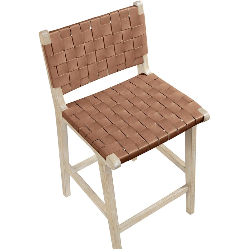 Meridian Furniture Entwine Brown Vegan Leather Upholstered Counter Stool