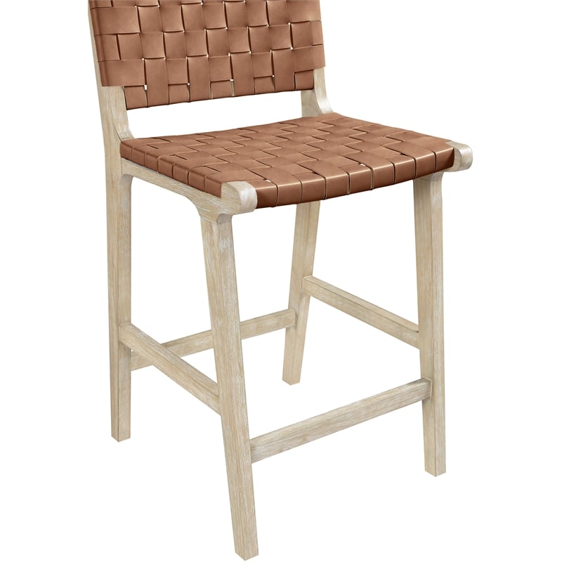 Meridian Furniture Entwine Brown Vegan Leather Upholstered Counter Stool