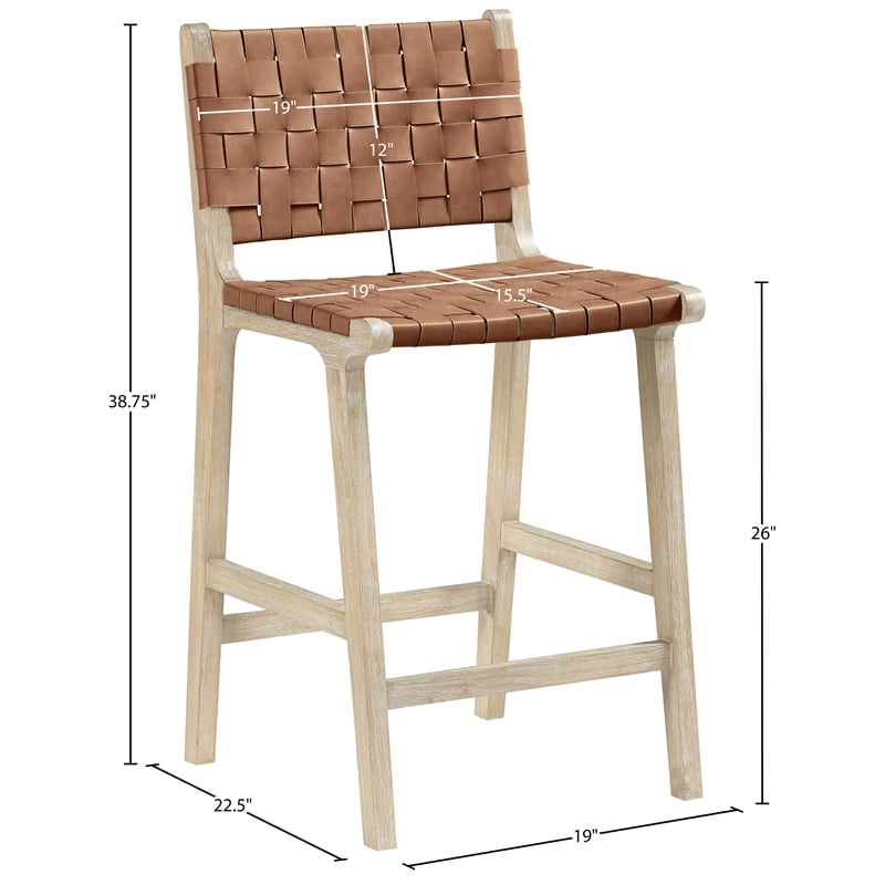 Meridian Furniture Entwine Brown Vegan Leather Upholstered Counter Stool