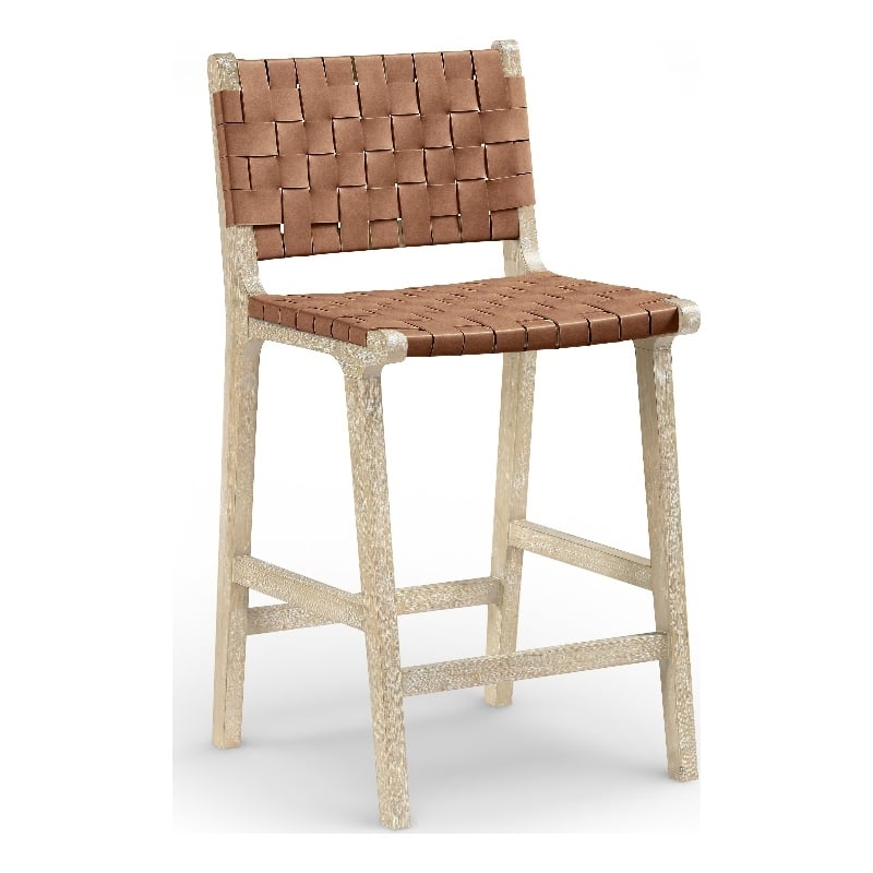 Meridian Furniture Entwine Brown Vegan Leather Upholstered Counter Stool