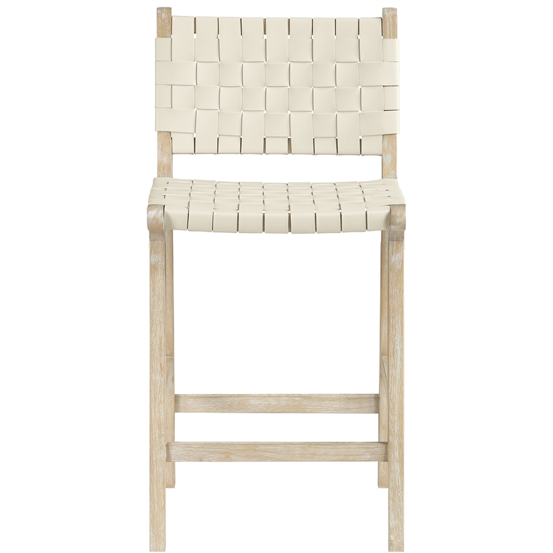 Meridian Furniture Entwine Cream Vegan Leather Upholstered Counter Stool