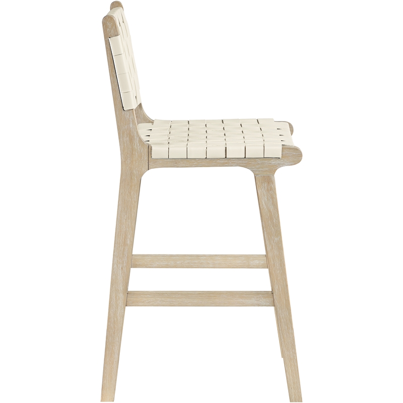 Meridian Furniture Entwine Cream Vegan Leather Upholstered Counter Stool