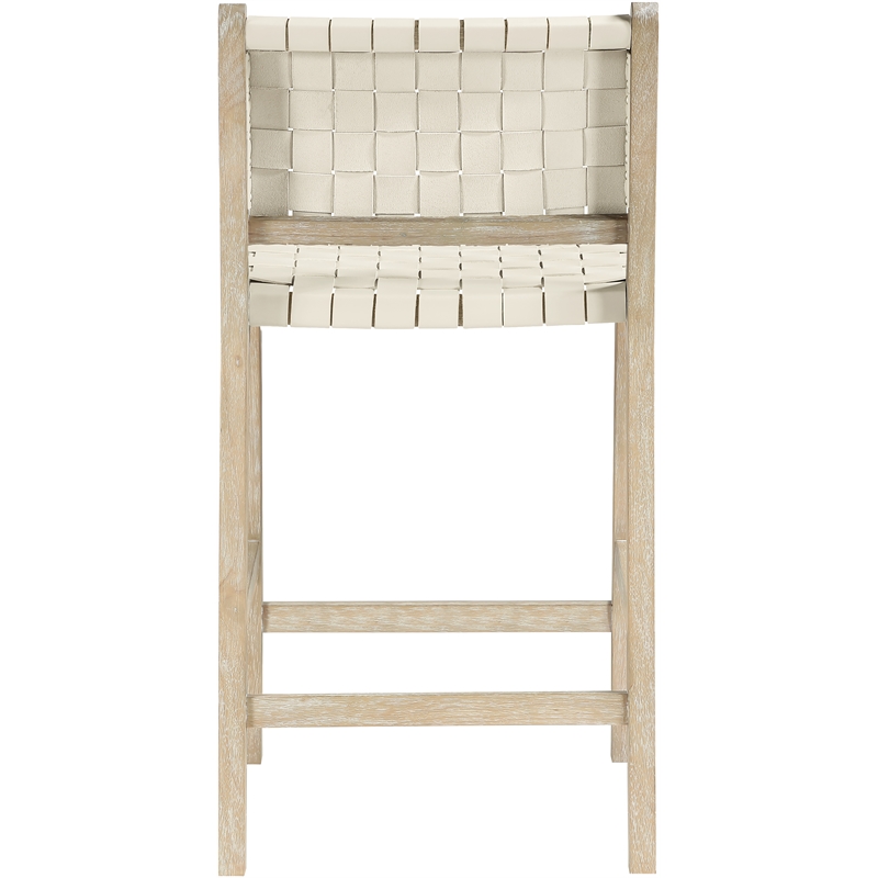 Meridian Furniture Entwine Cream Vegan Leather Upholstered Counter Stool