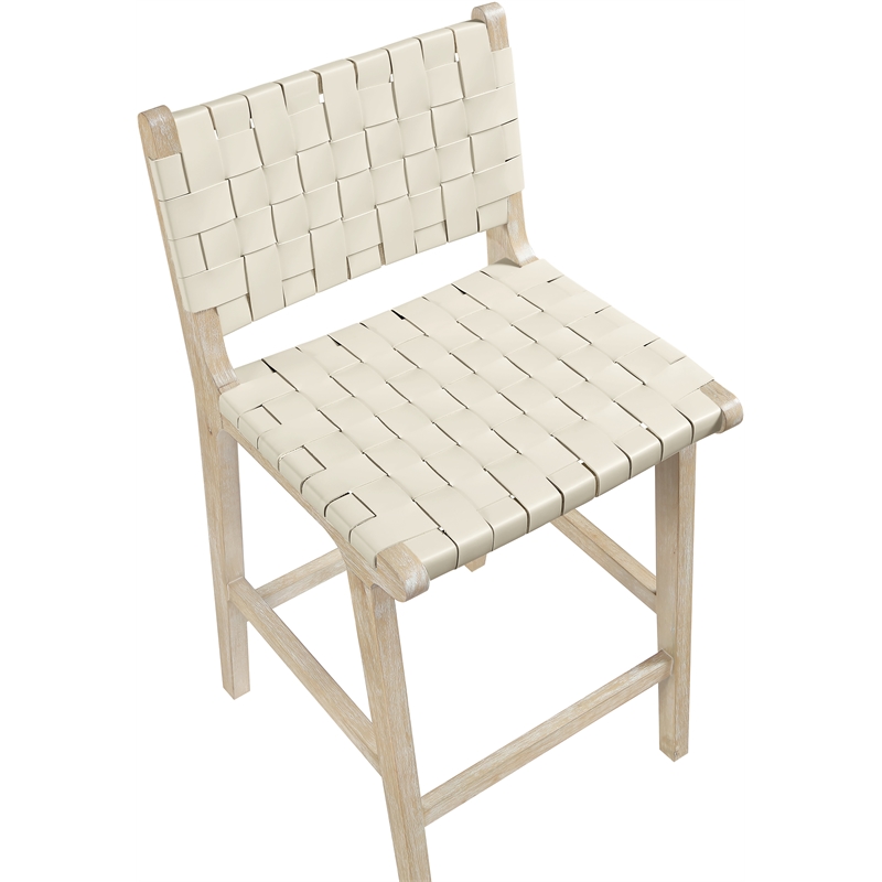 Meridian Furniture Entwine Cream Vegan Leather Upholstered Counter Stool