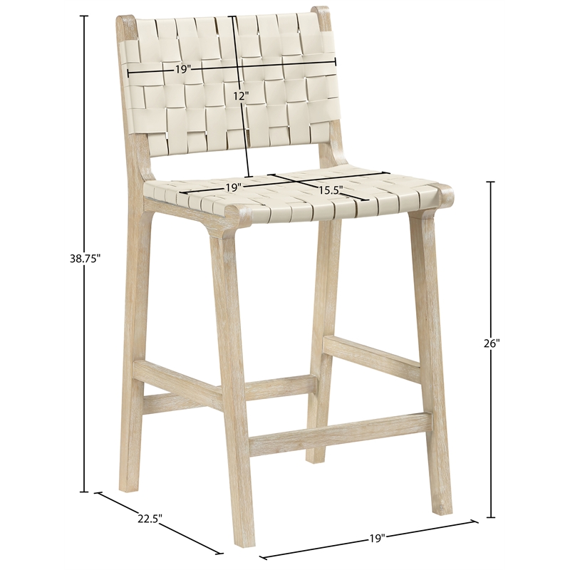 Meridian Furniture Entwine Cream Vegan Leather Upholstered Counter Stool