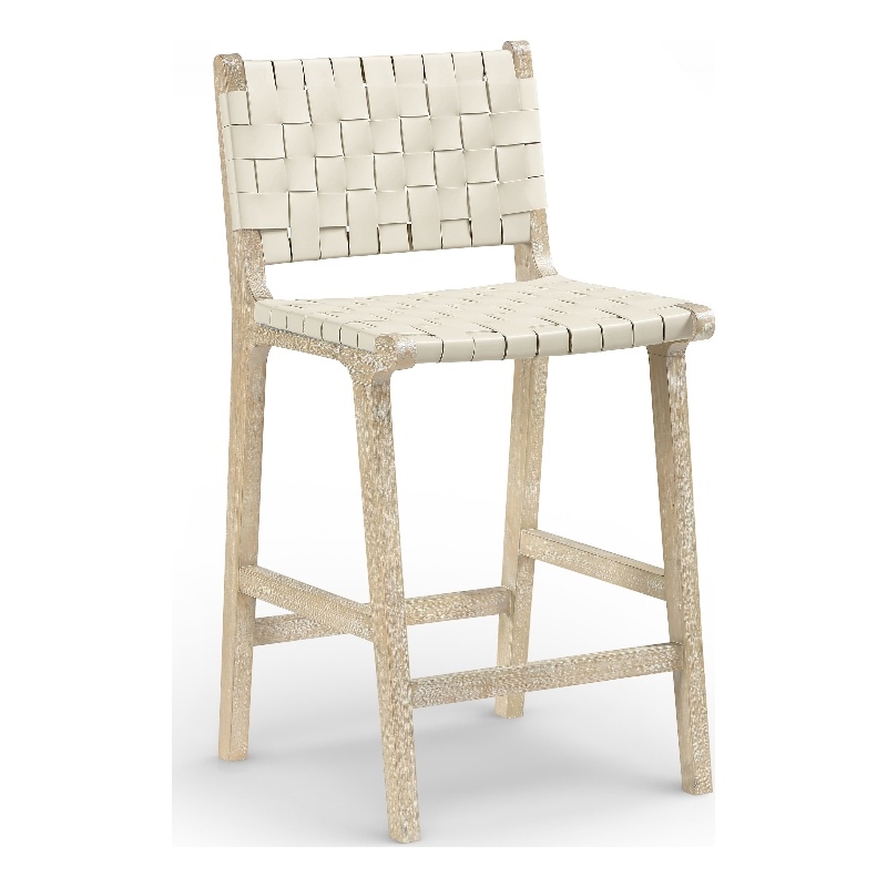 Meridian Furniture Entwine Cream Vegan Leather Upholstered Counter Stool