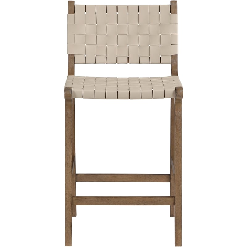 Meridian Furniture Entwine Beige Vegan Leather Upholstered Counter Stool