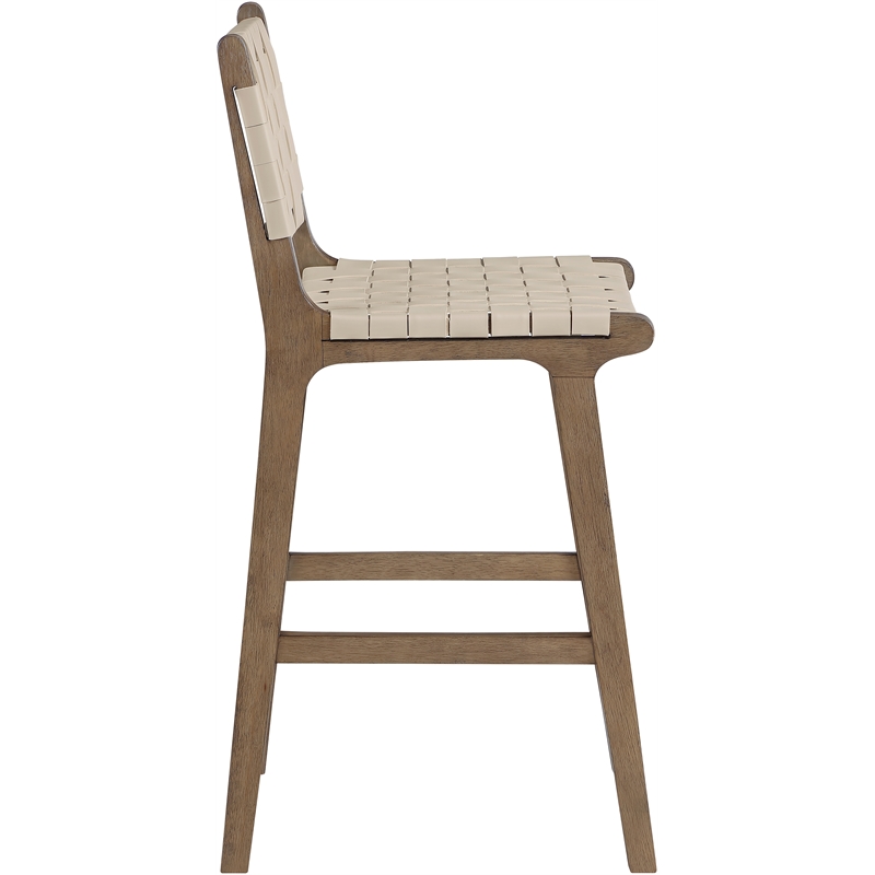 Meridian Furniture Entwine Beige Vegan Leather Upholstered Counter Stool