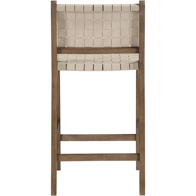 Meridian Furniture Entwine Beige Vegan Leather Upholstered Counter Stool