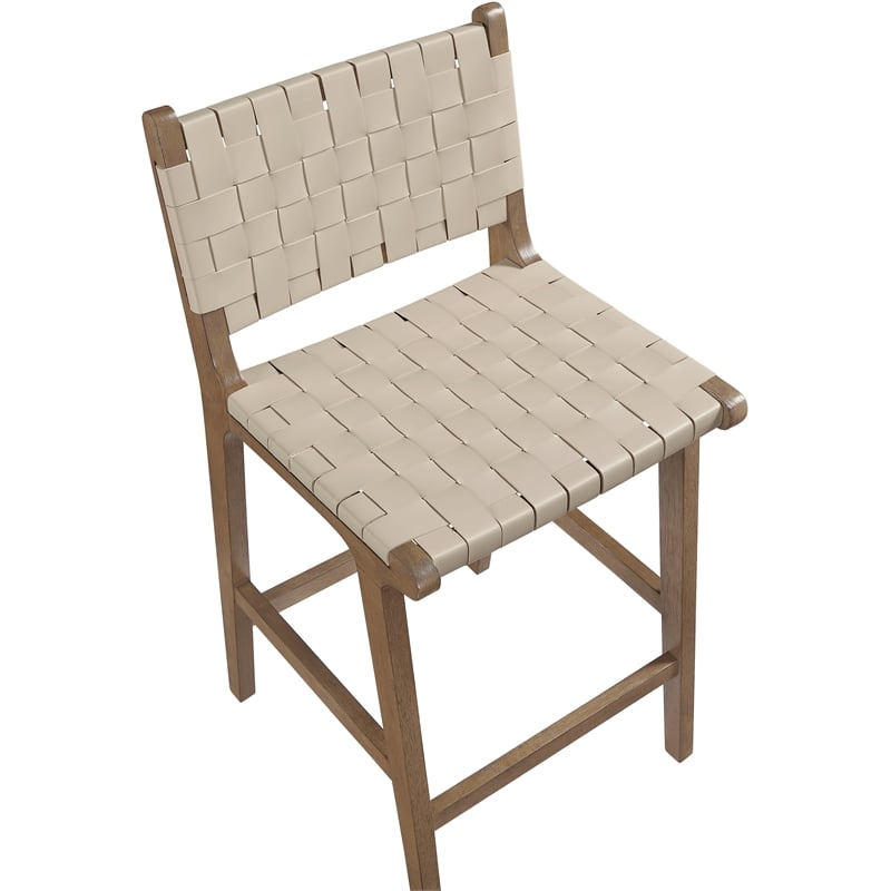Meridian Furniture Entwine Beige Vegan Leather Upholstered Counter Stool