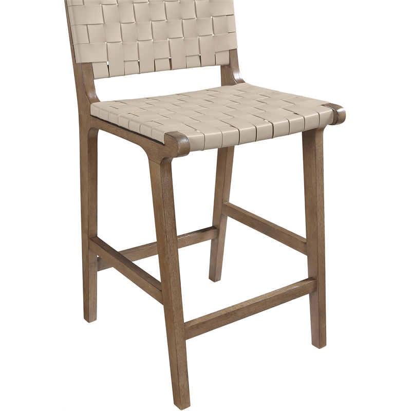 Meridian Furniture Entwine Beige Vegan Leather Upholstered Counter Stool