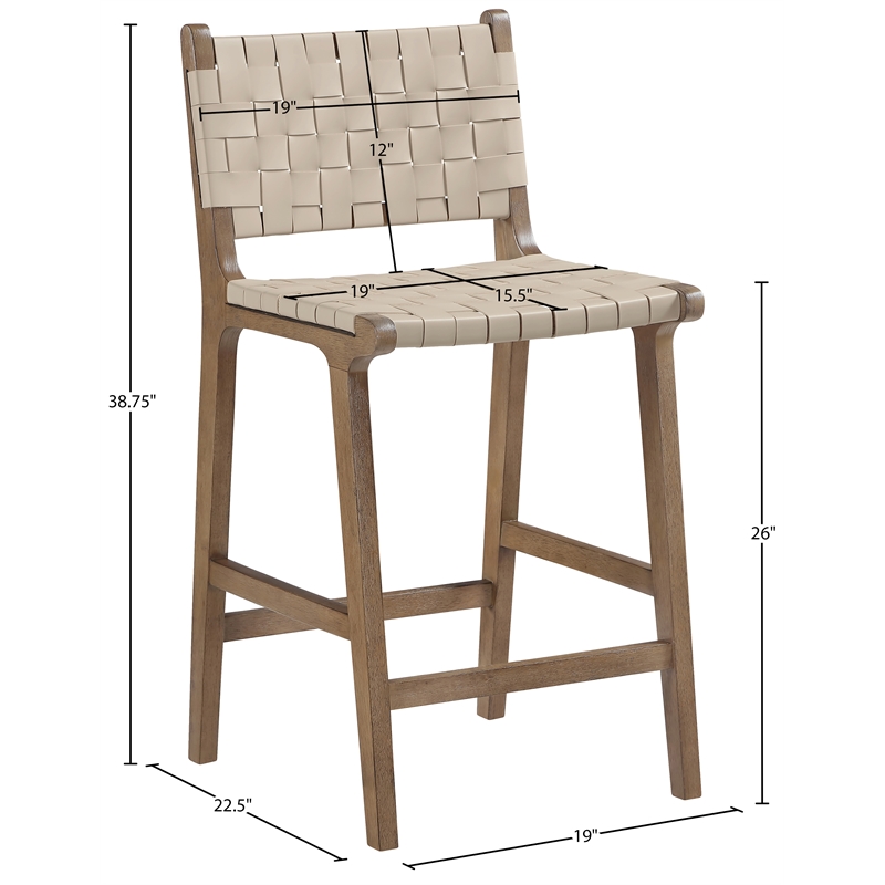 Meridian Furniture Entwine Beige Vegan Leather Upholstered Counter Stool