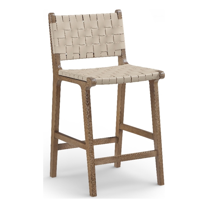 Meridian Furniture Entwine Beige Vegan Leather Upholstered Counter Stool