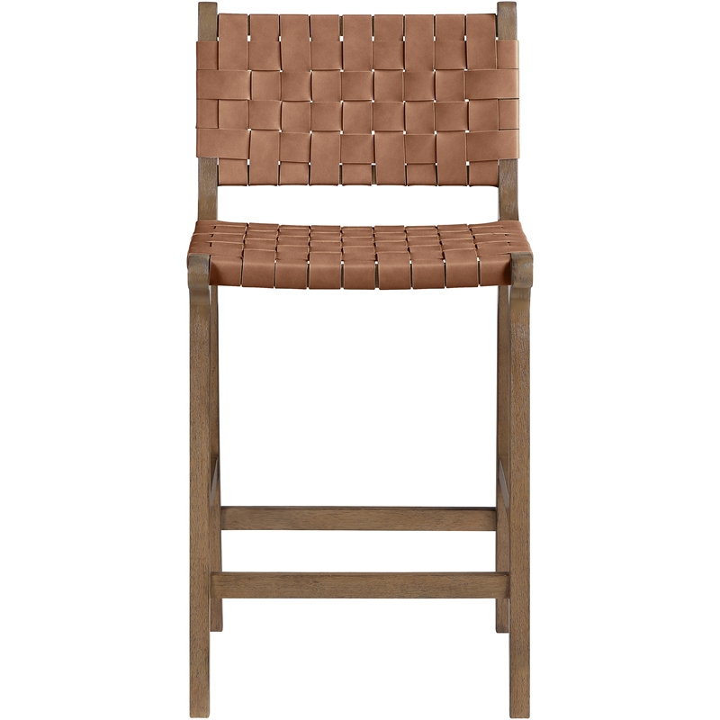 Meridian Furniture Entwine Brown Vegan Leather Upholstered Counter Stool