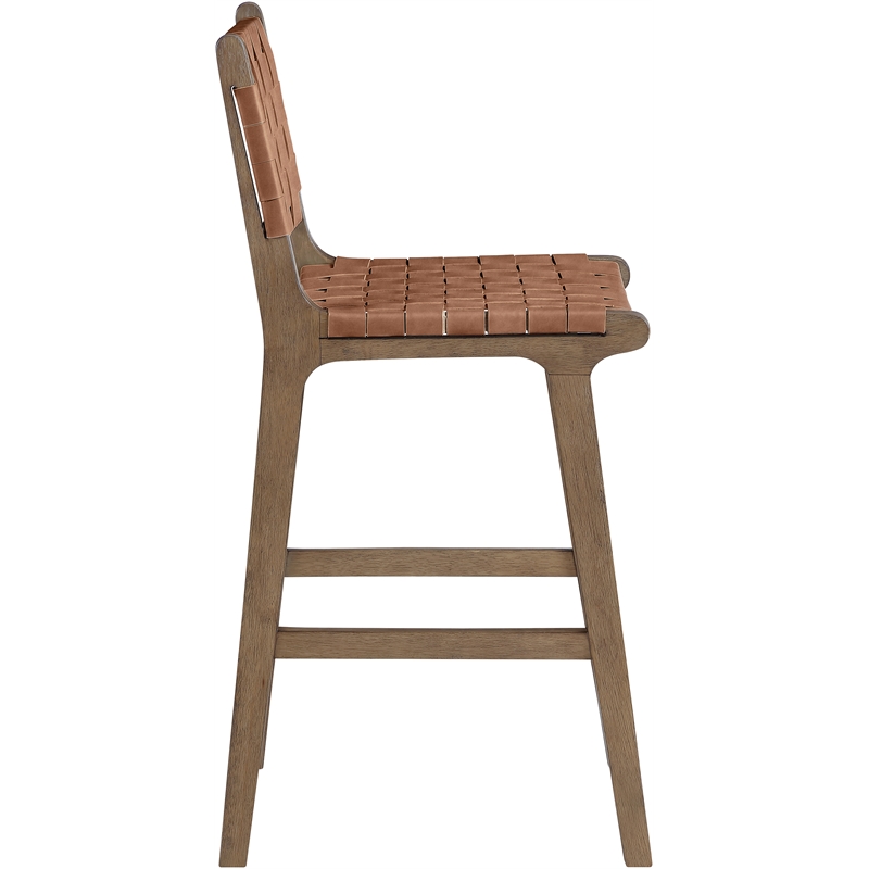 Meridian Furniture Entwine Brown Vegan Leather Upholstered Counter Stool