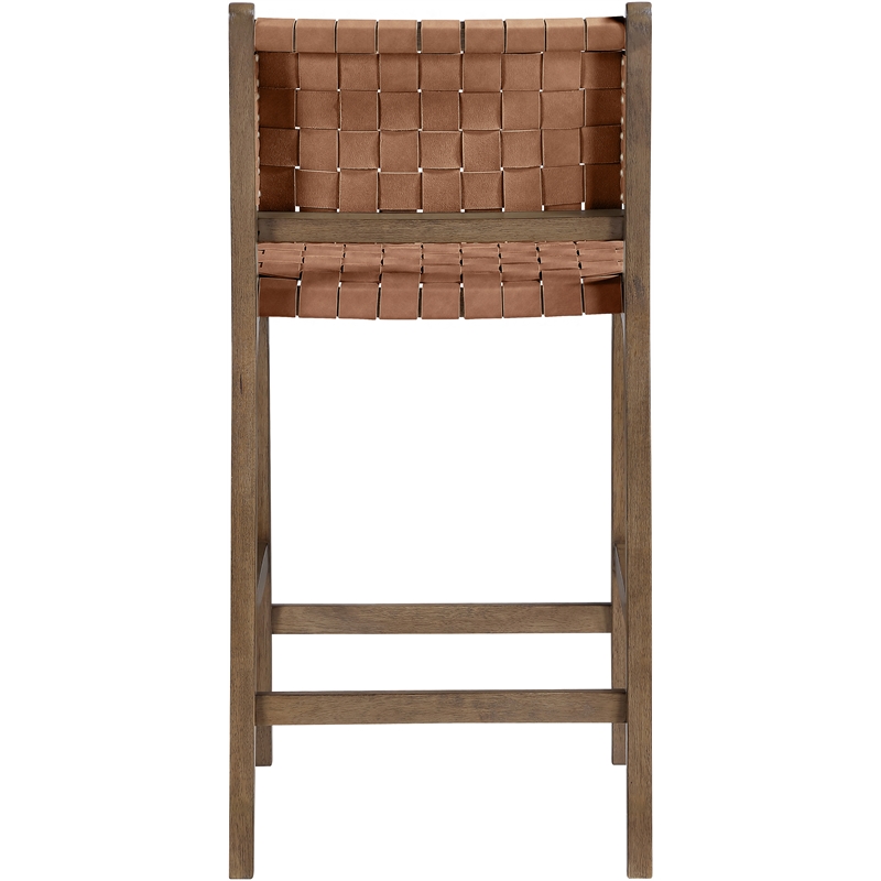 Meridian Furniture Entwine Brown Vegan Leather Upholstered Counter Stool