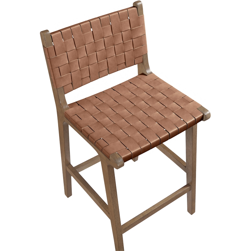 Meridian Furniture Entwine Brown Vegan Leather Upholstered Counter Stool