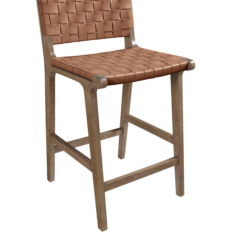 Meridian Furniture Entwine Brown Vegan Leather Upholstered Counter Stool