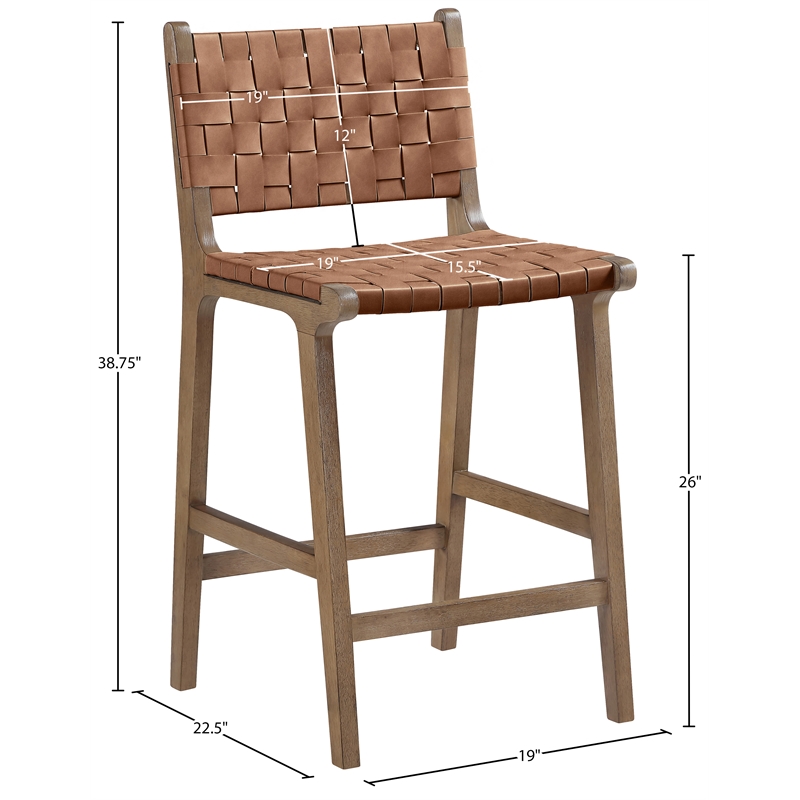 Meridian Furniture Entwine Brown Vegan Leather Upholstered Counter Stool