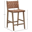 Meridian Furniture Entwine Brown Vegan Leather Upholstered Counter Stool