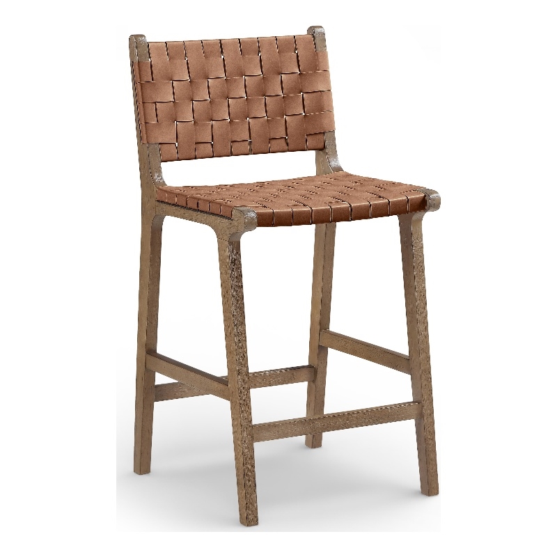 Meridian Furniture Entwine Brown Vegan Leather Upholstered Counter Stool