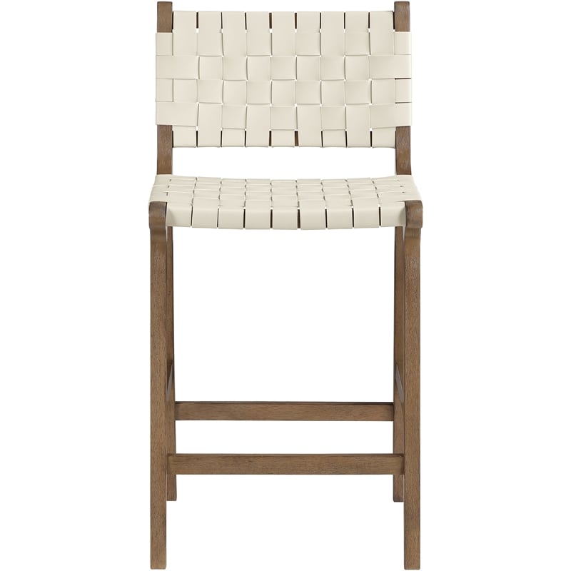 Meridian Furniture Entwine Cream Vegan Leather Upholstered Counter Stool