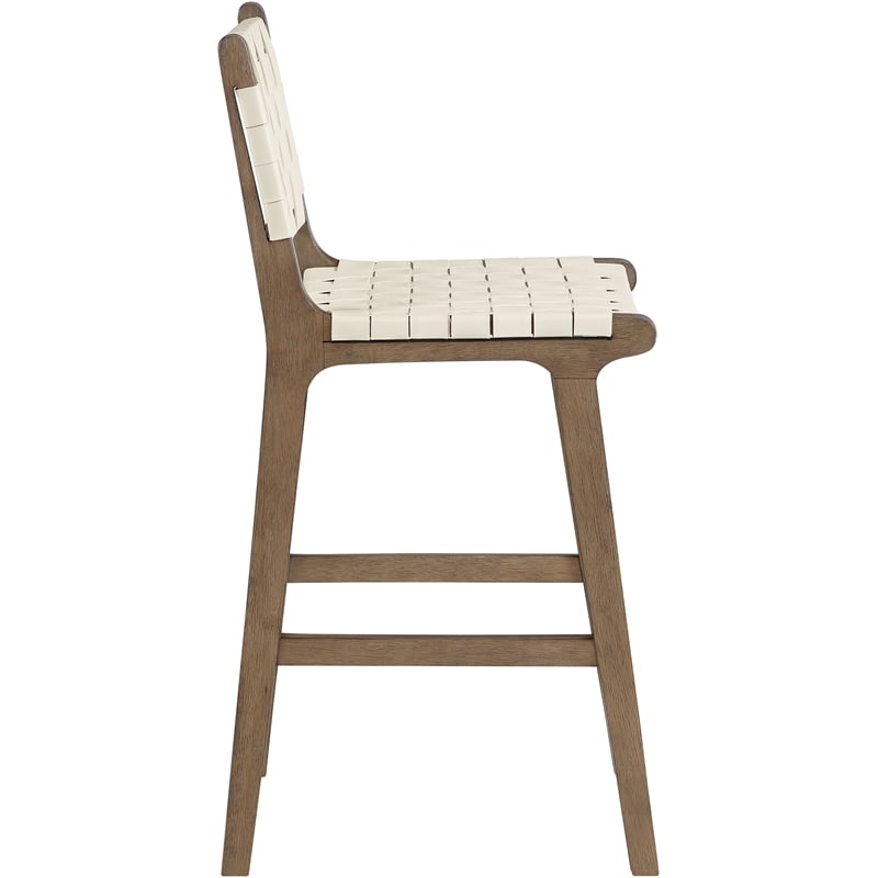 Meridian Furniture Entwine Cream Vegan Leather Upholstered Counter Stool