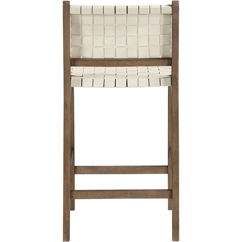 Meridian Furniture Entwine Cream Vegan Leather Upholstered Counter Stool