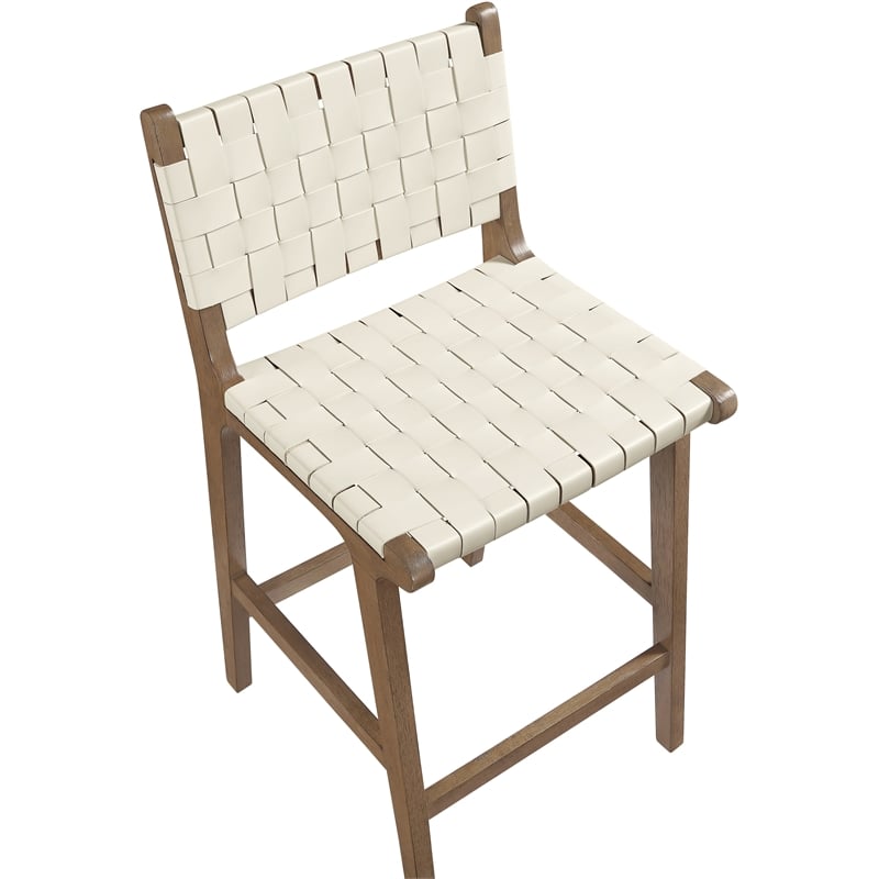 Meridian Furniture Entwine Cream Vegan Leather Upholstered Counter Stool
