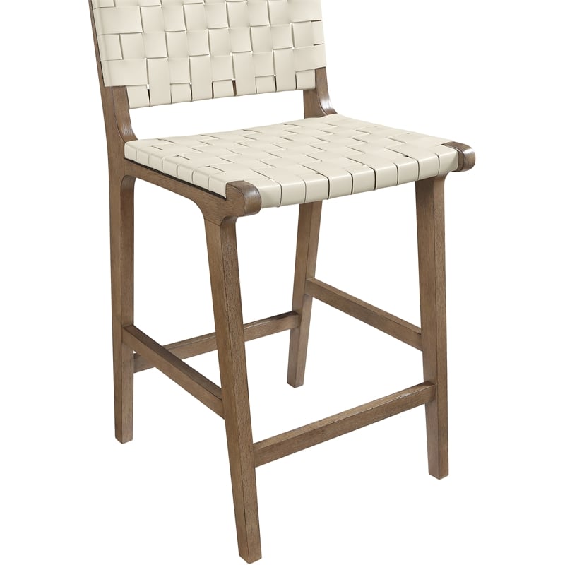Meridian Furniture Entwine Cream Vegan Leather Upholstered Counter Stool