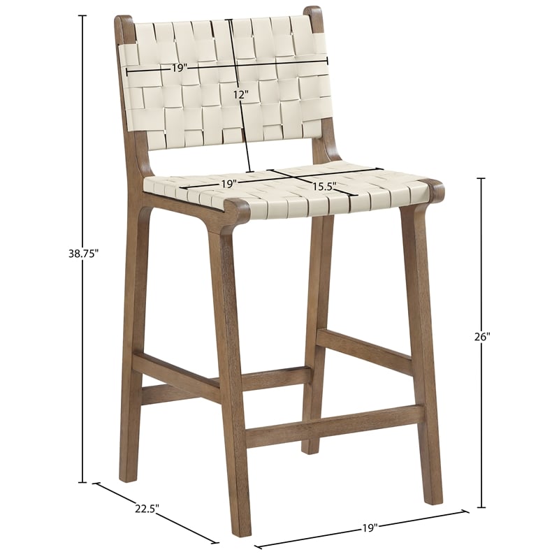 Meridian Furniture Entwine Cream Vegan Leather Upholstered Counter Stool