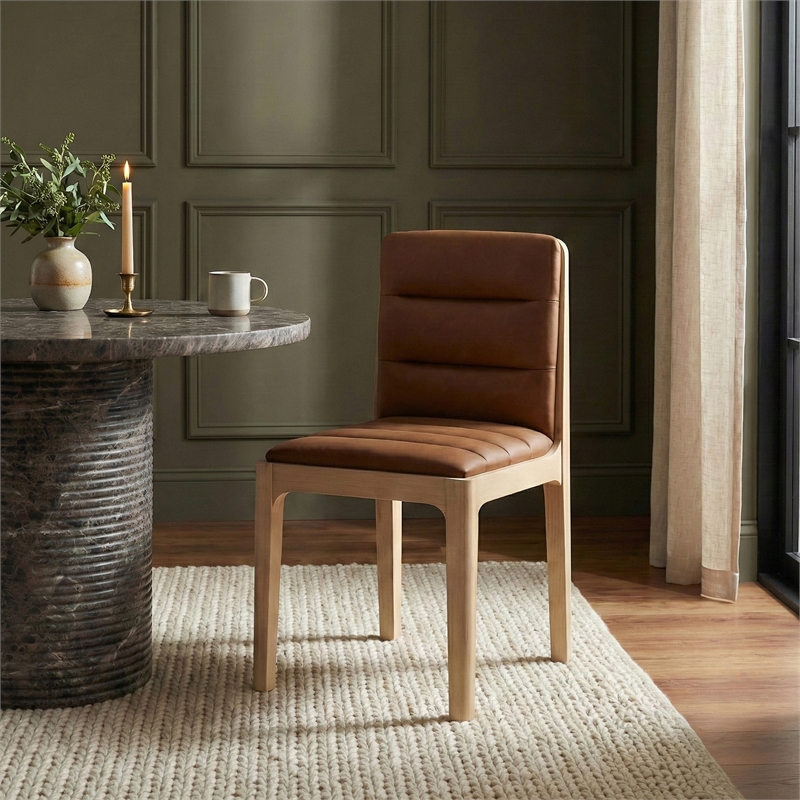 Meridian Furniture Ellis Cognac Vegan Leather Dining Chair (Set of 2)