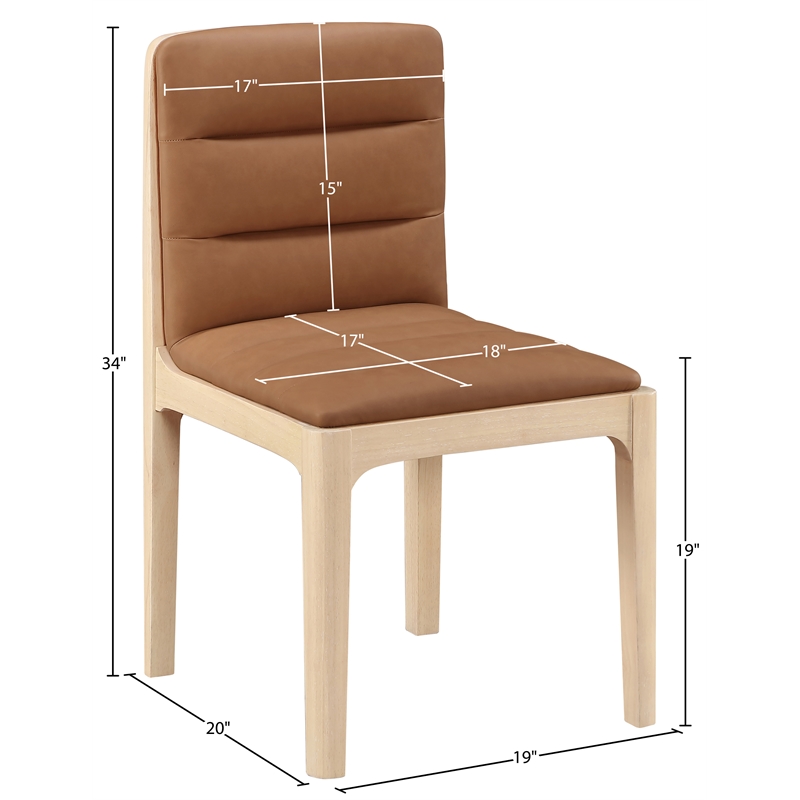 Meridian Furniture Ellis Cognac Vegan Leather Dining Chair (Set of 2)