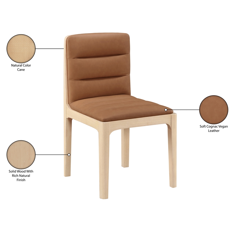 Meridian Furniture Ellis Cognac Vegan Leather Dining Chair (Set of 2)