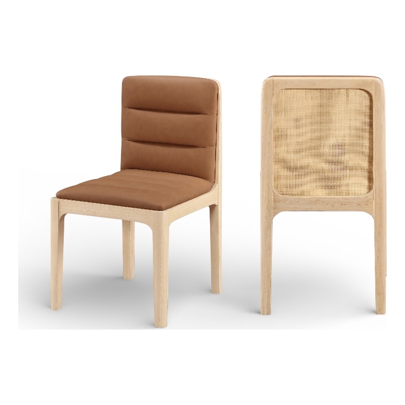 Meridian Furniture Ellis Cognac Vegan Leather Dining Chair (Set of 2)