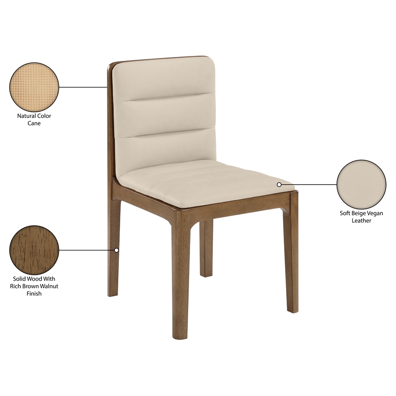 Meridian Furniture Ellis Beige Vegan Leather Dining Chair (Set of 2)