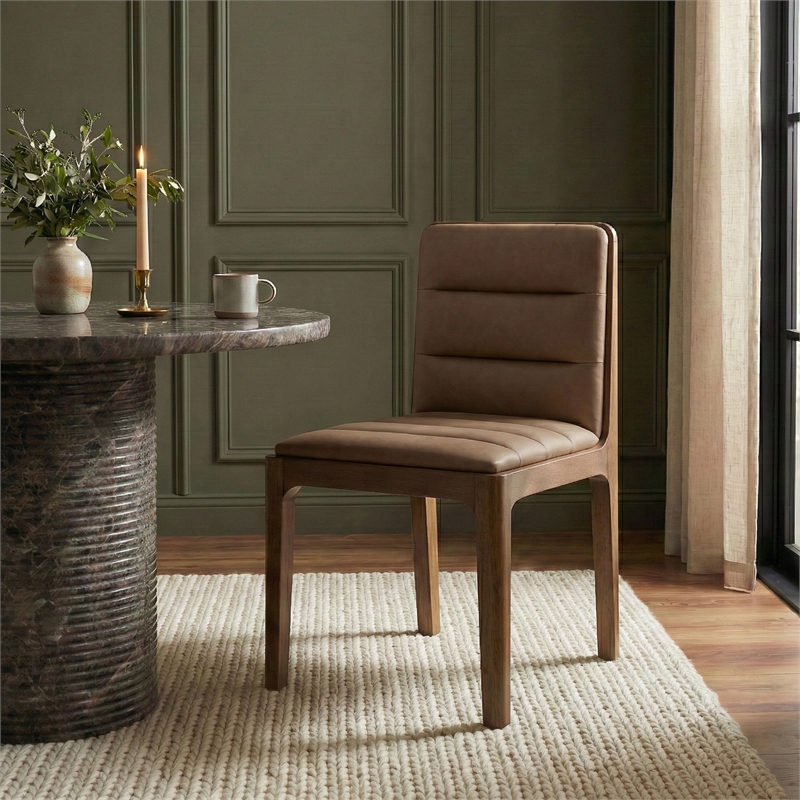 Meridian Furniture Ellis Brown Vegan Leather Dining Chair (Set of 2)