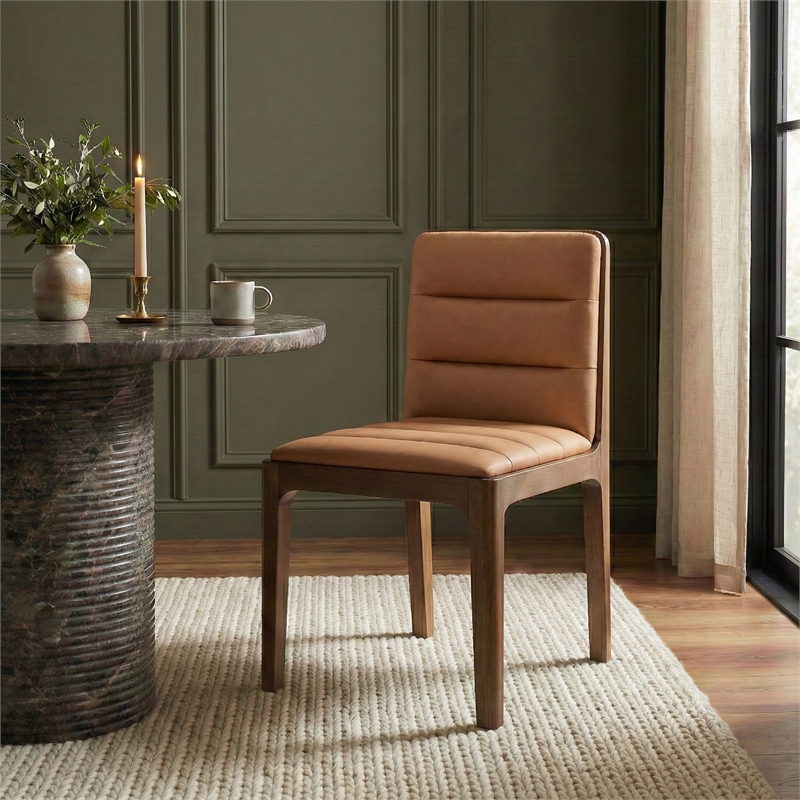 Meridian Furniture Ellis Cognac Vegan Leather Dining Chair (Set of 2)