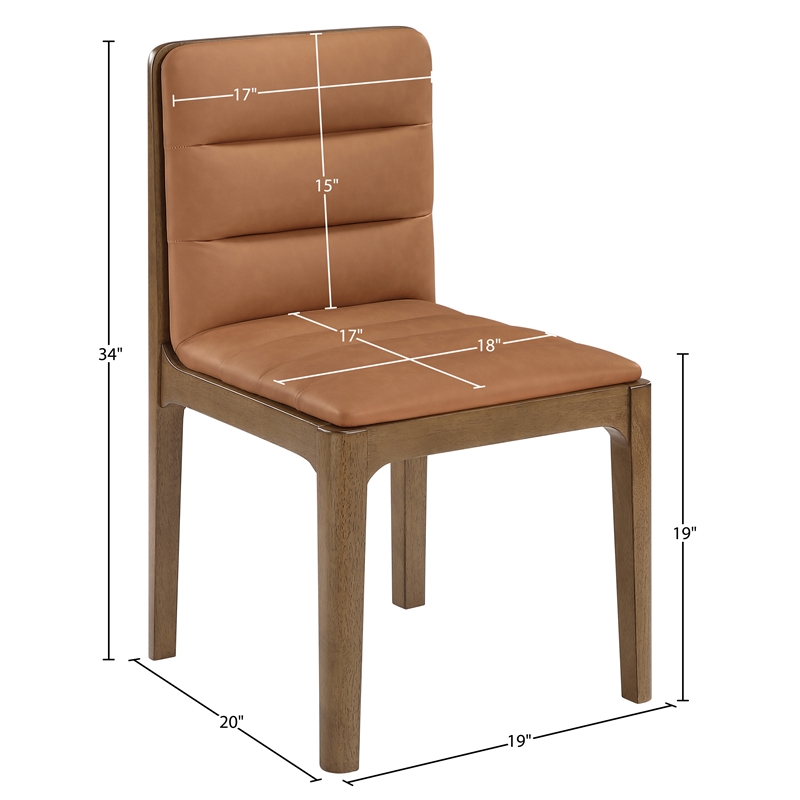 Meridian Furniture Ellis Cognac Vegan Leather Dining Chair (Set of 2)
