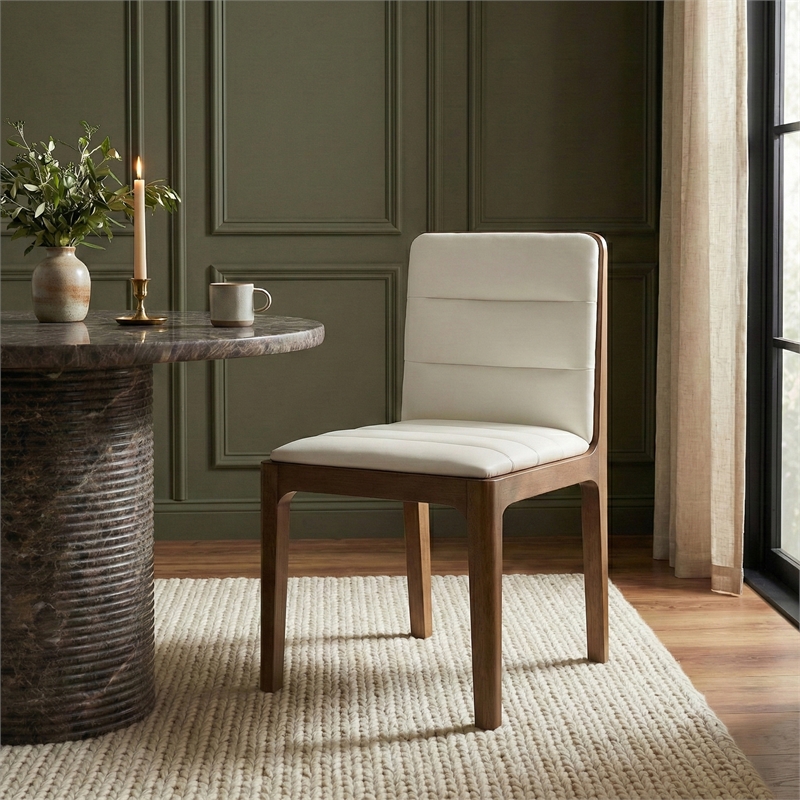 Meridian Furniture Ellis Cream Vegan Leather Dining Chair (Set of 2)