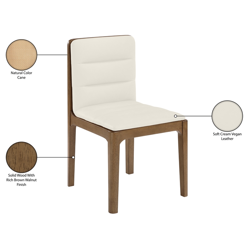 Meridian Furniture Ellis Cream Vegan Leather Dining Chair (Set of 2)