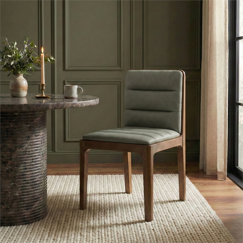 Meridian Furniture Ellis Green Vegan Leather Dining Chair (Set of 2)