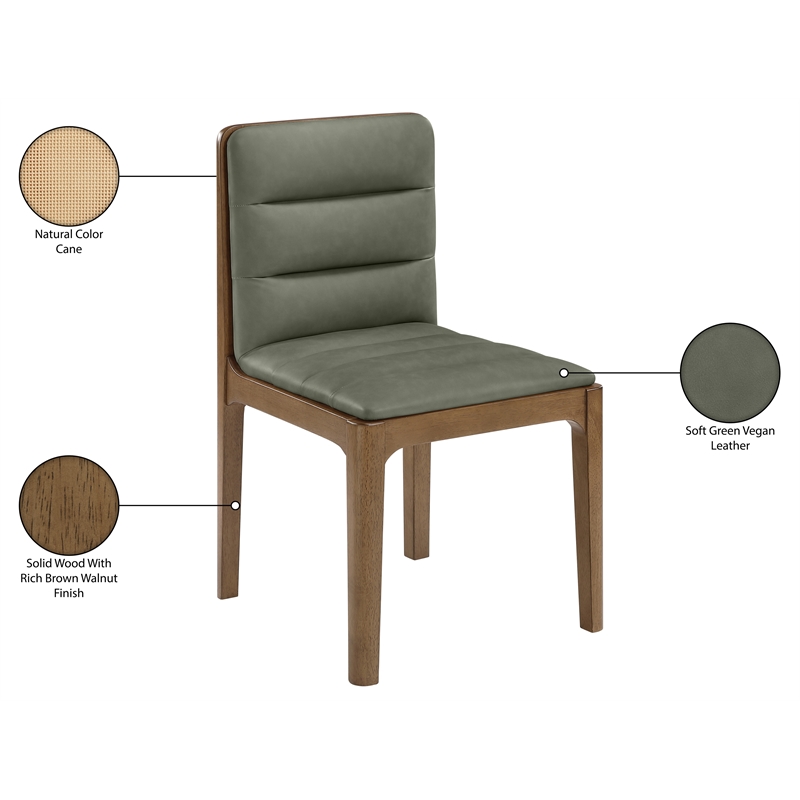 Meridian Furniture Ellis Green Vegan Leather Dining Chair (Set of 2)