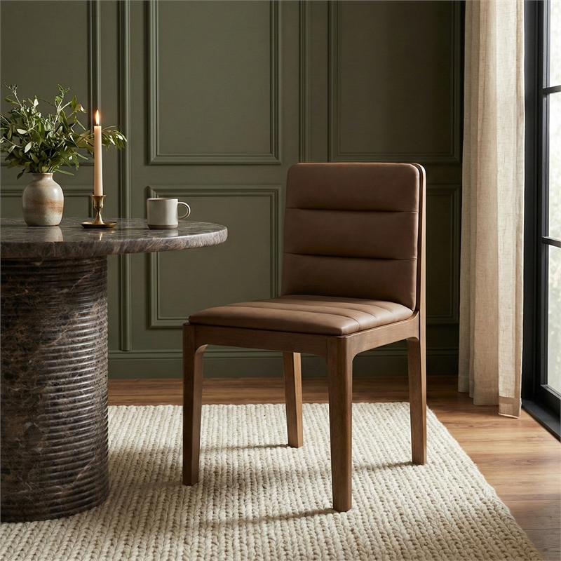 Meridian Furniture Ellis Tan Vegan Leather Dining Chair (Set of 2)